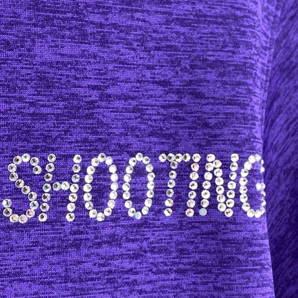 USA Shooting Rhinestone Bling Purple 1/4 Zip Sweatshirt Womens Size Large - Picture 3 of 12